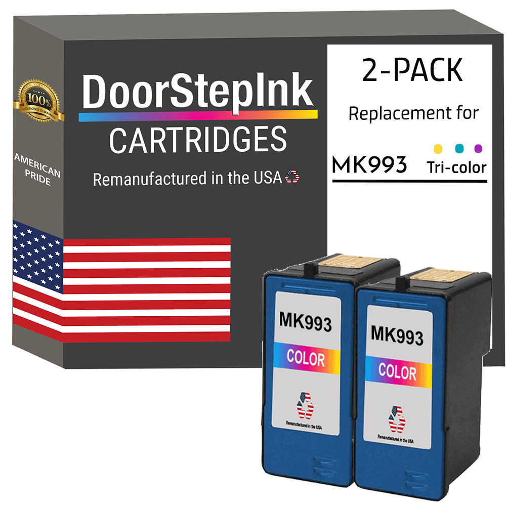 DoorStepInk Brand for Dell Series 9 MK993 Color Remanufactured in the USA Ink Cartridges Twin Pack