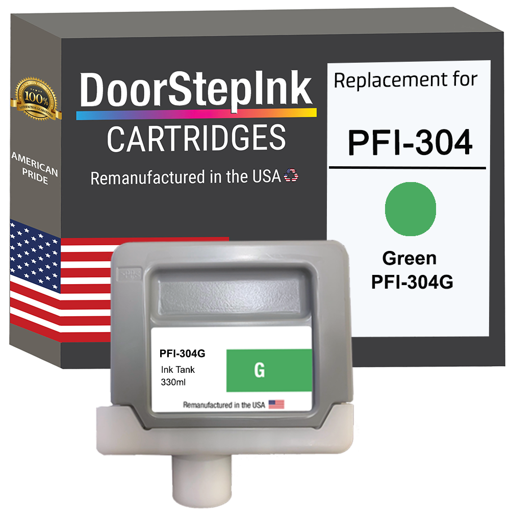 DoorStepInk Brand for Canon PFI-304 330ml Green Remanufactured in the USA Ink Cartridge