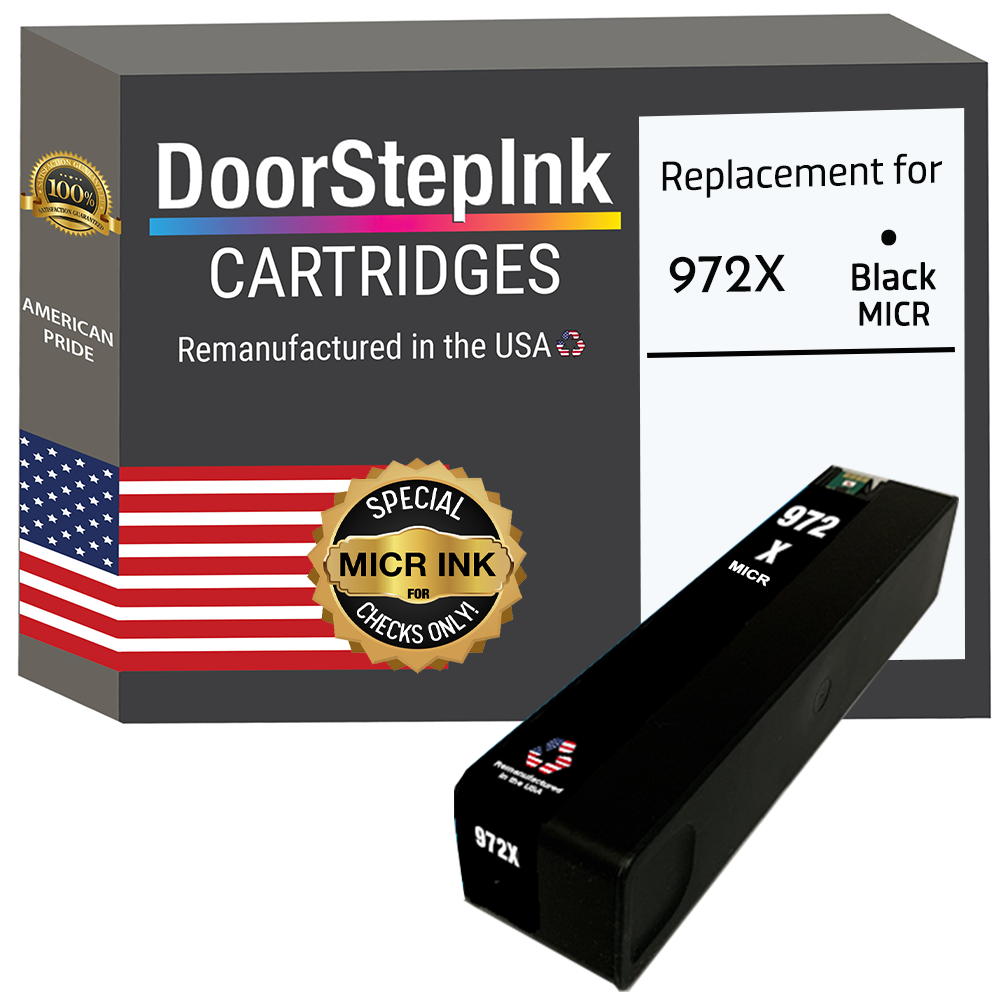 DoorStepInk Brand for HP 972X (F6T84AN) Black MICR Remanufactured in the USA Ink Cartridge, F6T84AN