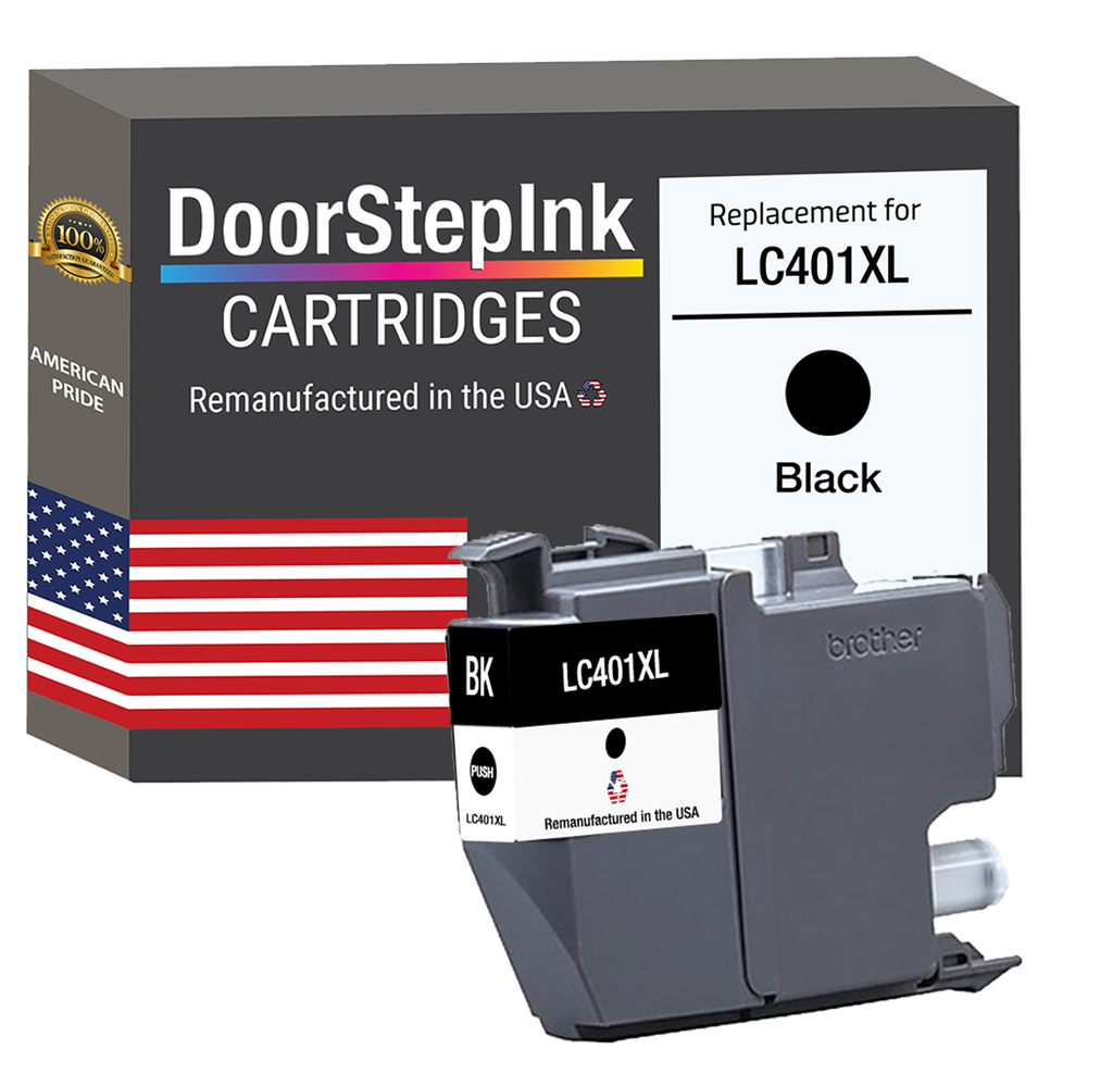 DoorStepInk Brand for Brother LC401XL Black High Yield Remanufactured in USA Inkjet Cartridge, LC401XLBK