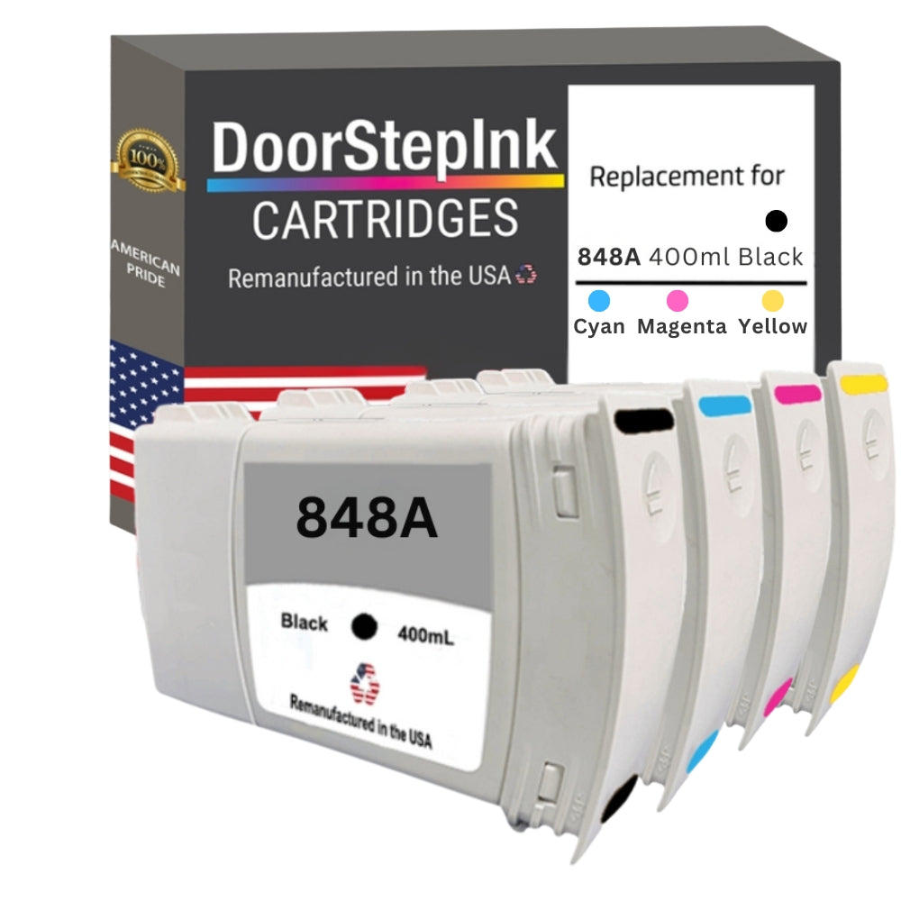 DoorStepInk Brand for HP 848A BCMY Remanufactured in the USA Ink Cartridge-4-Pack